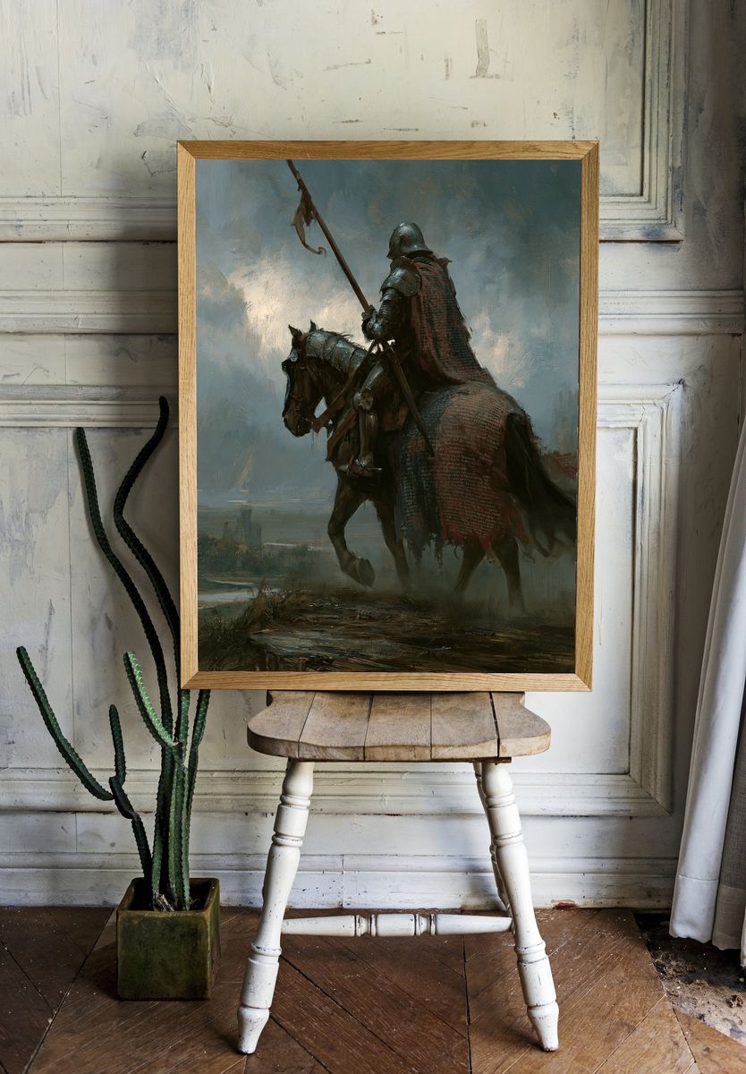 Armored Knight on Horse — Fantasy Print. — room view 1