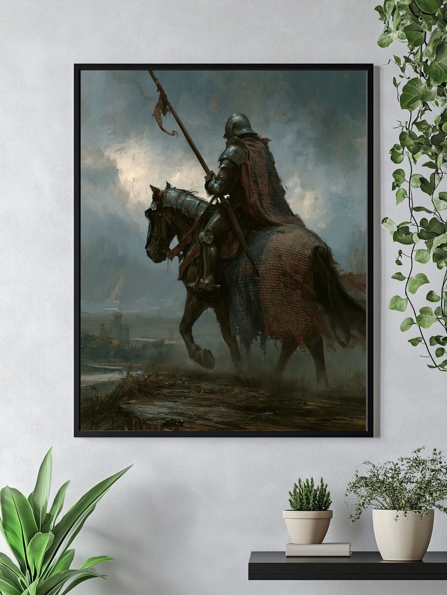 Armored Knight on Horse — Fantasy Print. — room view 4