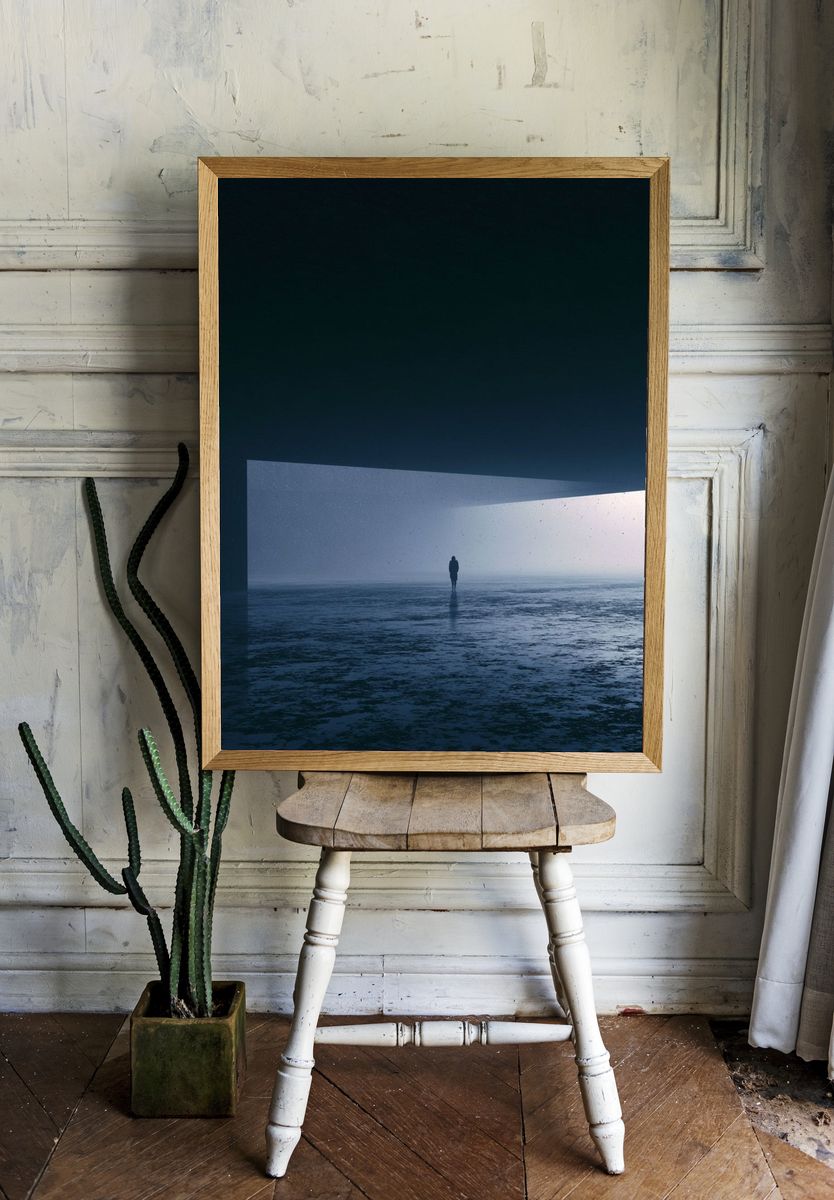 Solitary Figure in Blue Light Print. — room view 1