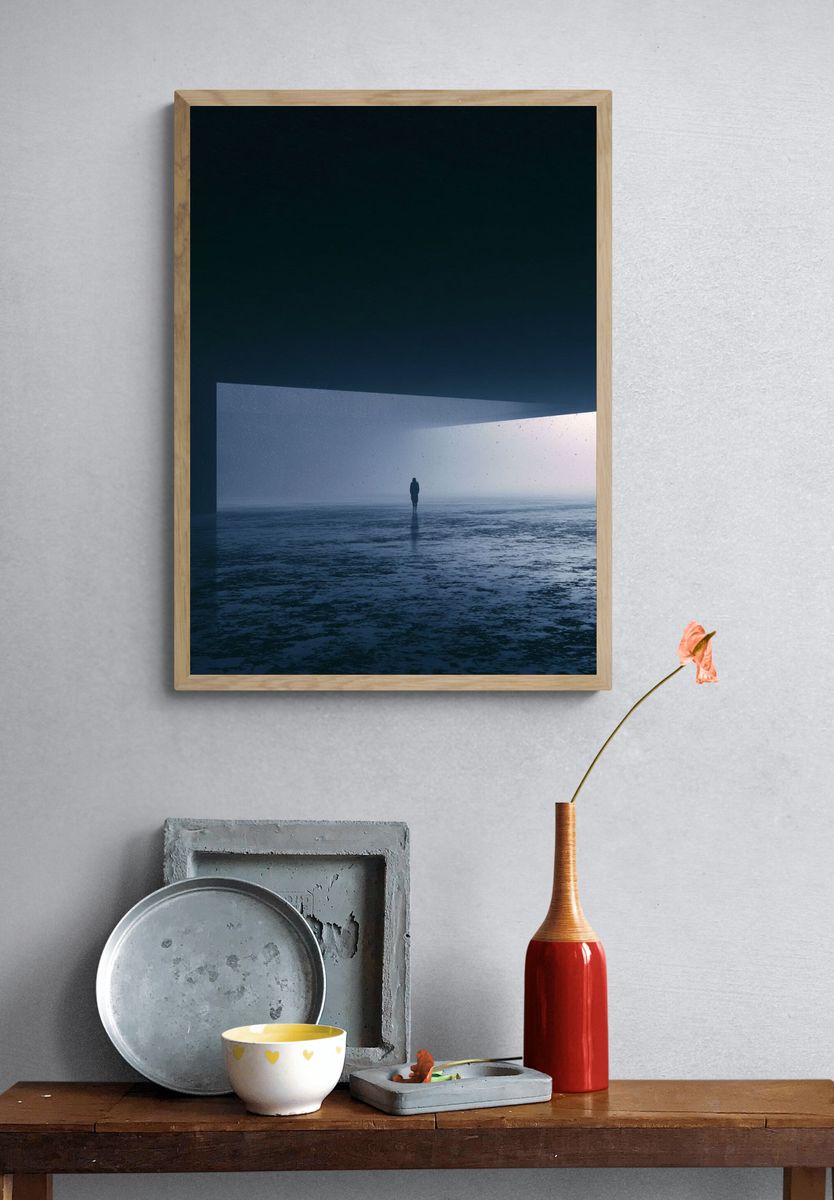 Solitary Figure in Blue Light Print. — room view 3