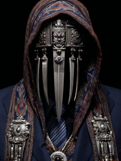 Masked Figure Portrait Print. poster print