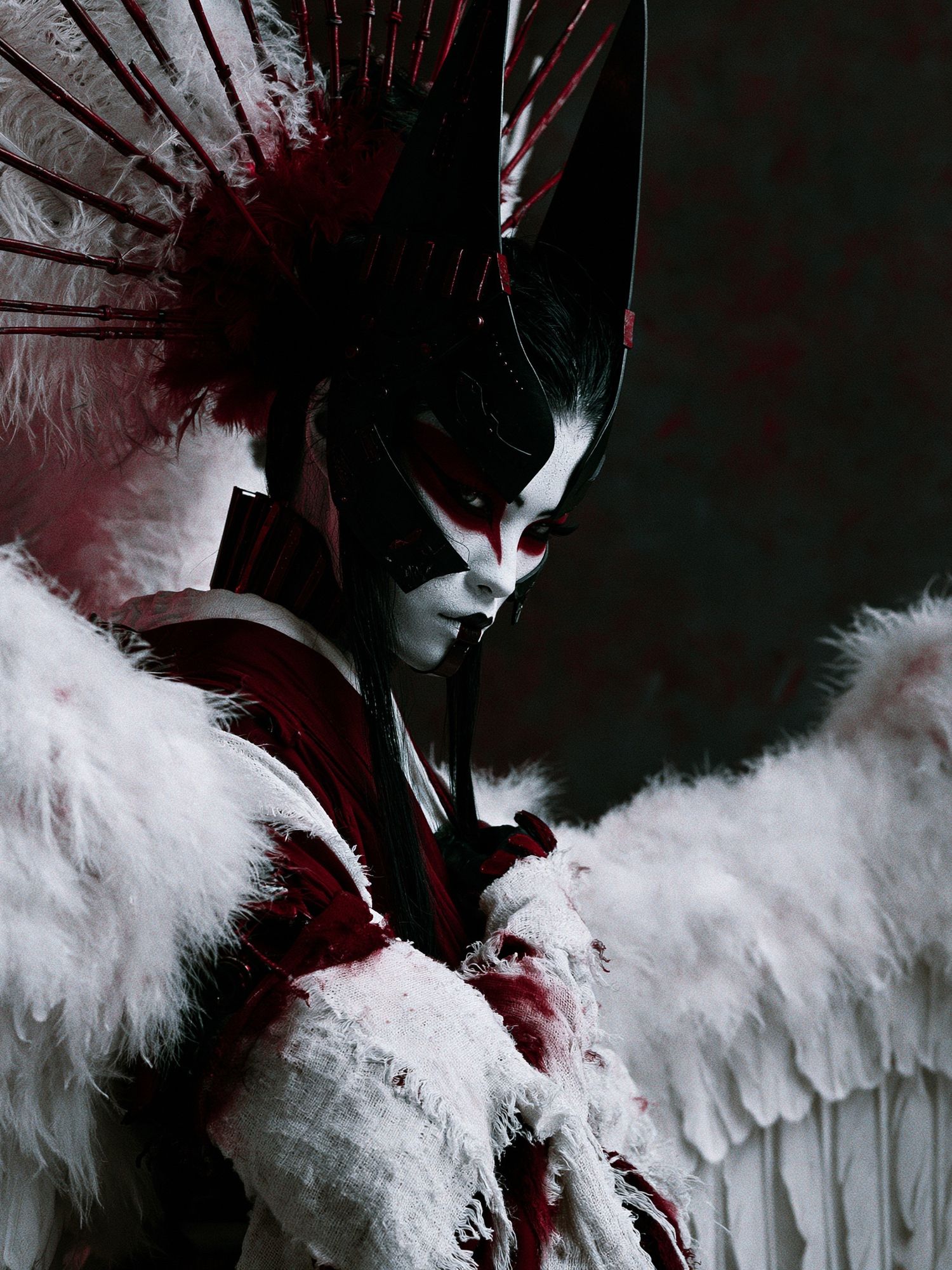 Crimson Geisha Portrait Print. poster — fine-art art