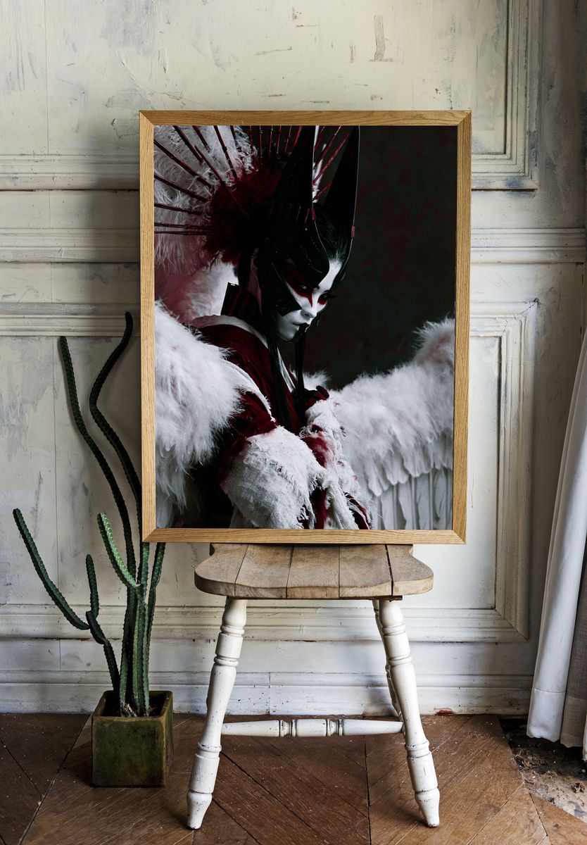 Crimson Geisha Portrait Print. room preview