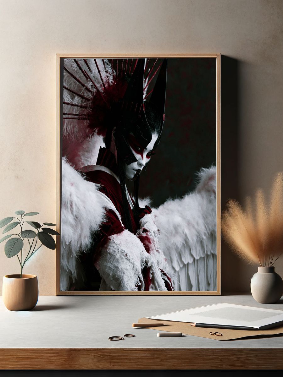 Crimson Geisha Portrait Print. — room view 2