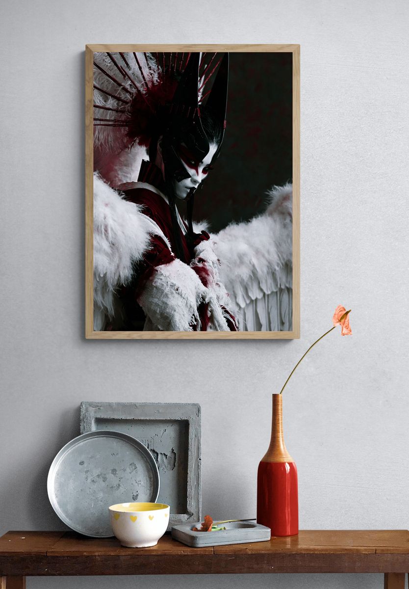 Crimson Geisha Portrait Print. — room view 3