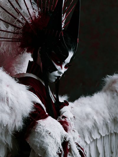 Crimson Geisha Portrait Print.