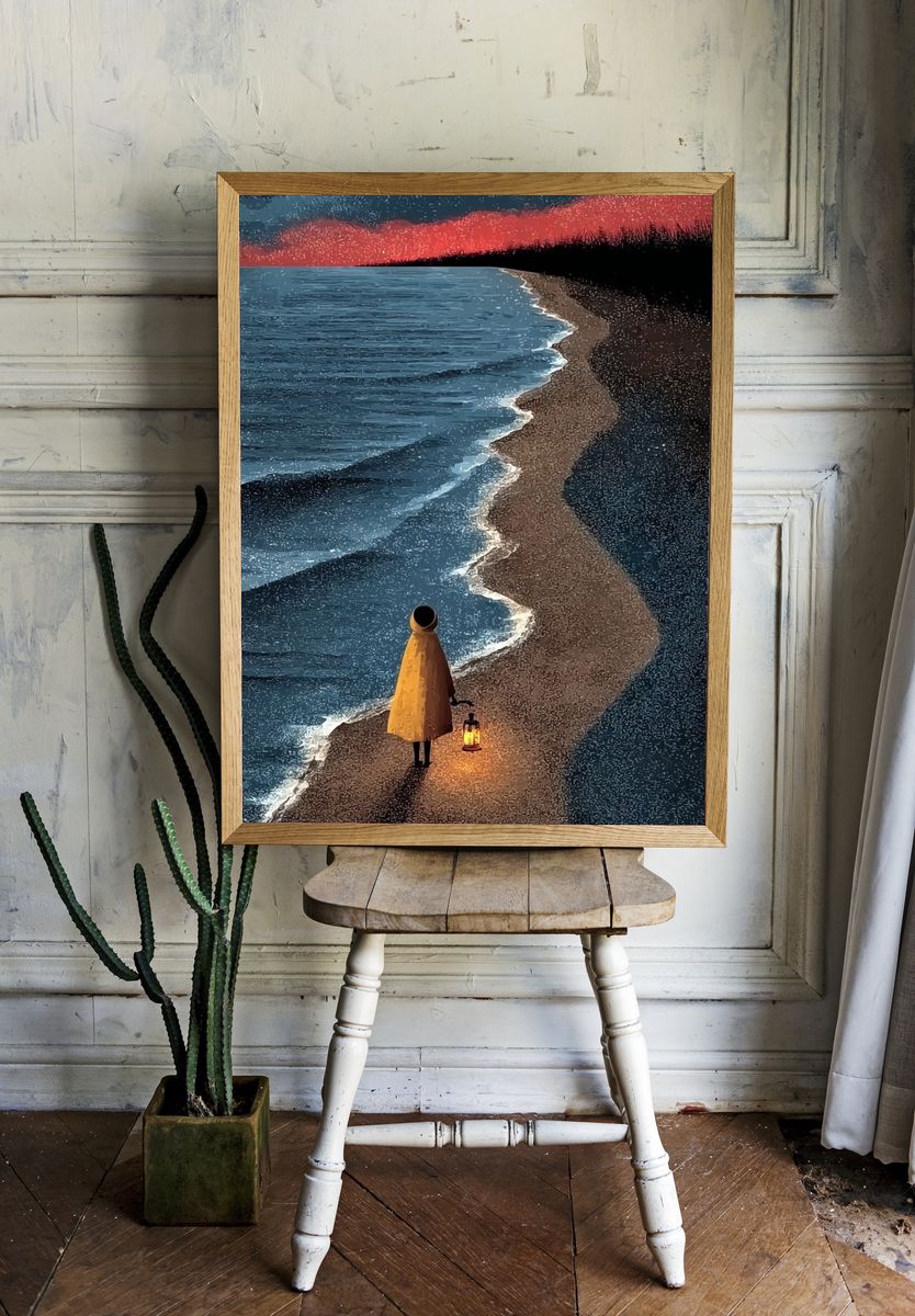 Lonely Shoreline Surrealism Print room preview