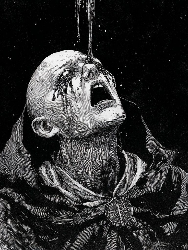 Dark Monastic Suffering Print. poster — fine-art art
