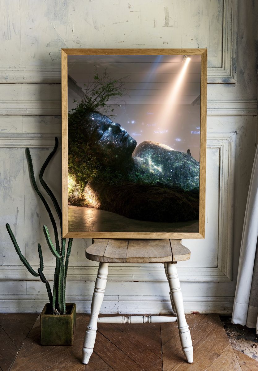 Cosmic Earth Figure Photography Print. — room view 1
