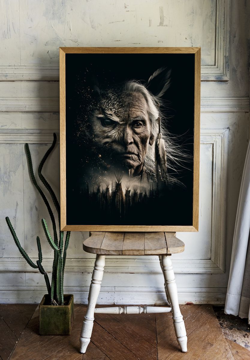 Native Elder Portrait Print. — room view 1