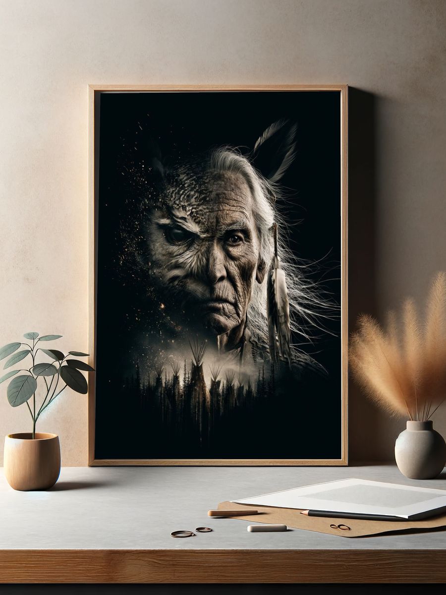 Native Elder Portrait Print. — room view 2
