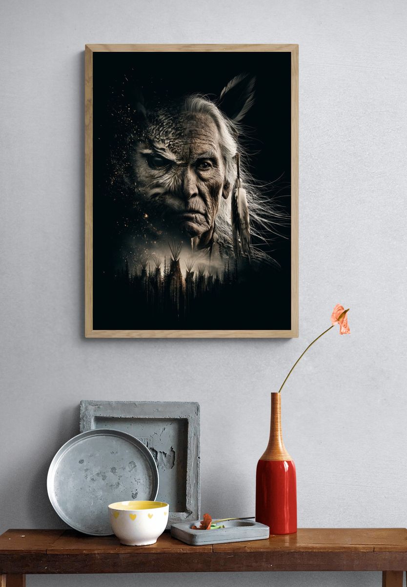Native Elder Portrait Print. — room view 3