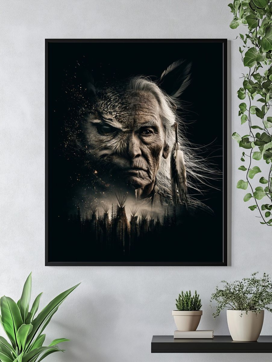 Native Elder Portrait Print. — room view 4