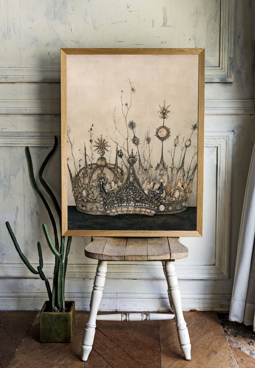 Ornate Crown Still Life Print. — room view 1