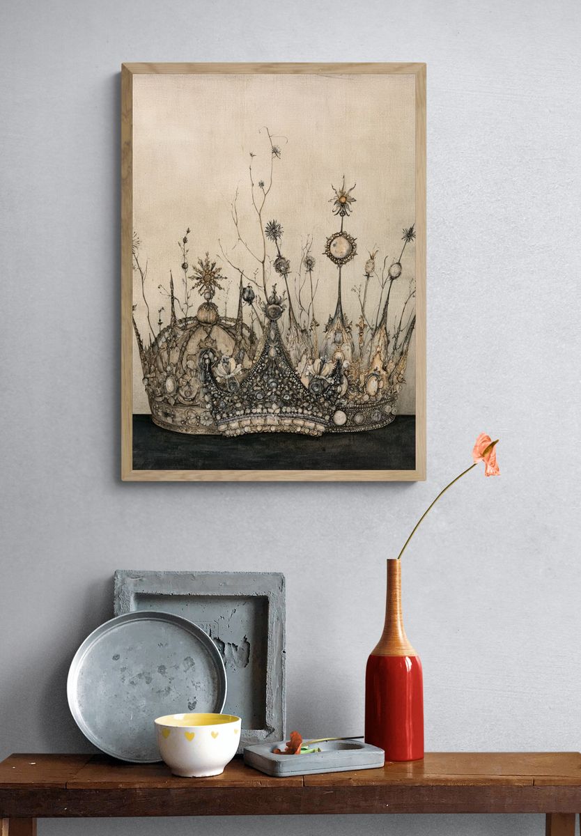Ornate Crown Still Life Print. — room view 3