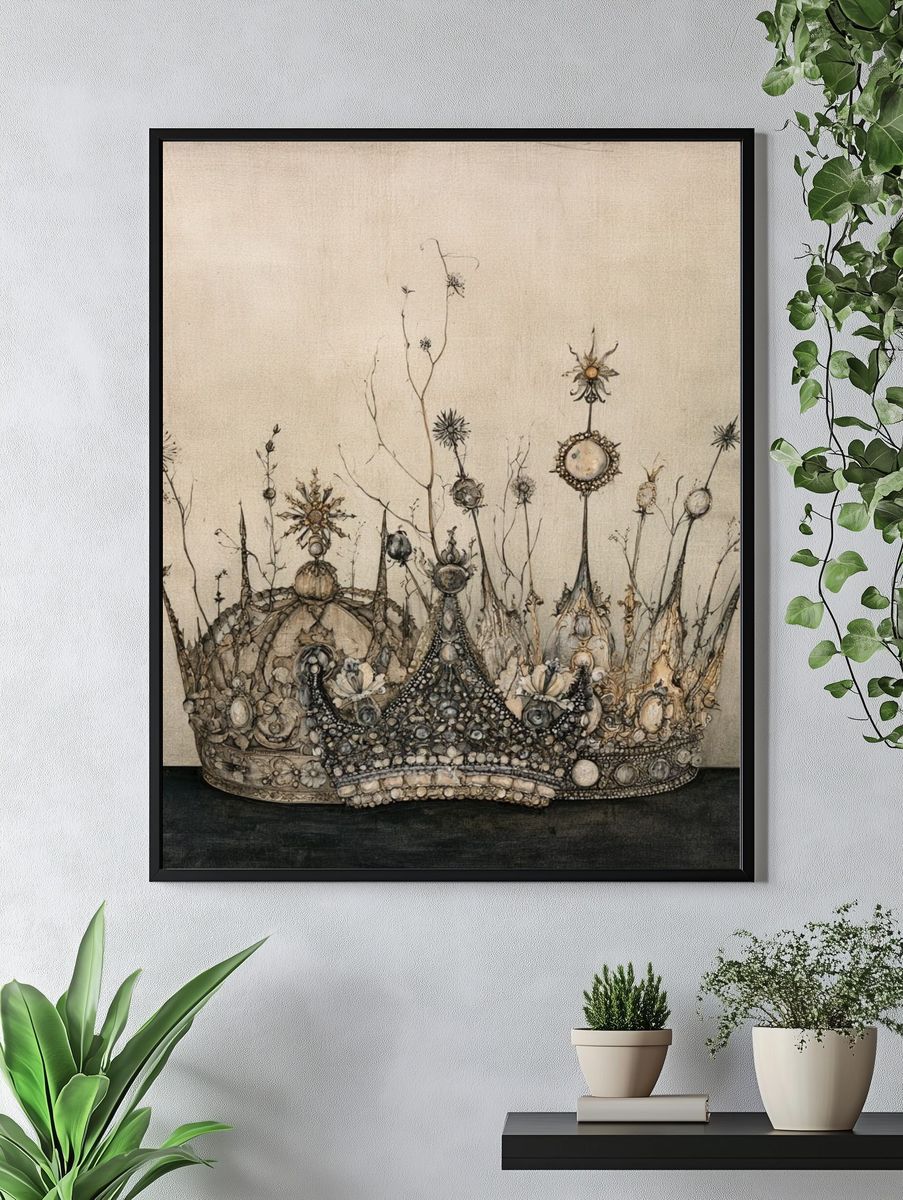 Ornate Crown Still Life Print. — room view 4