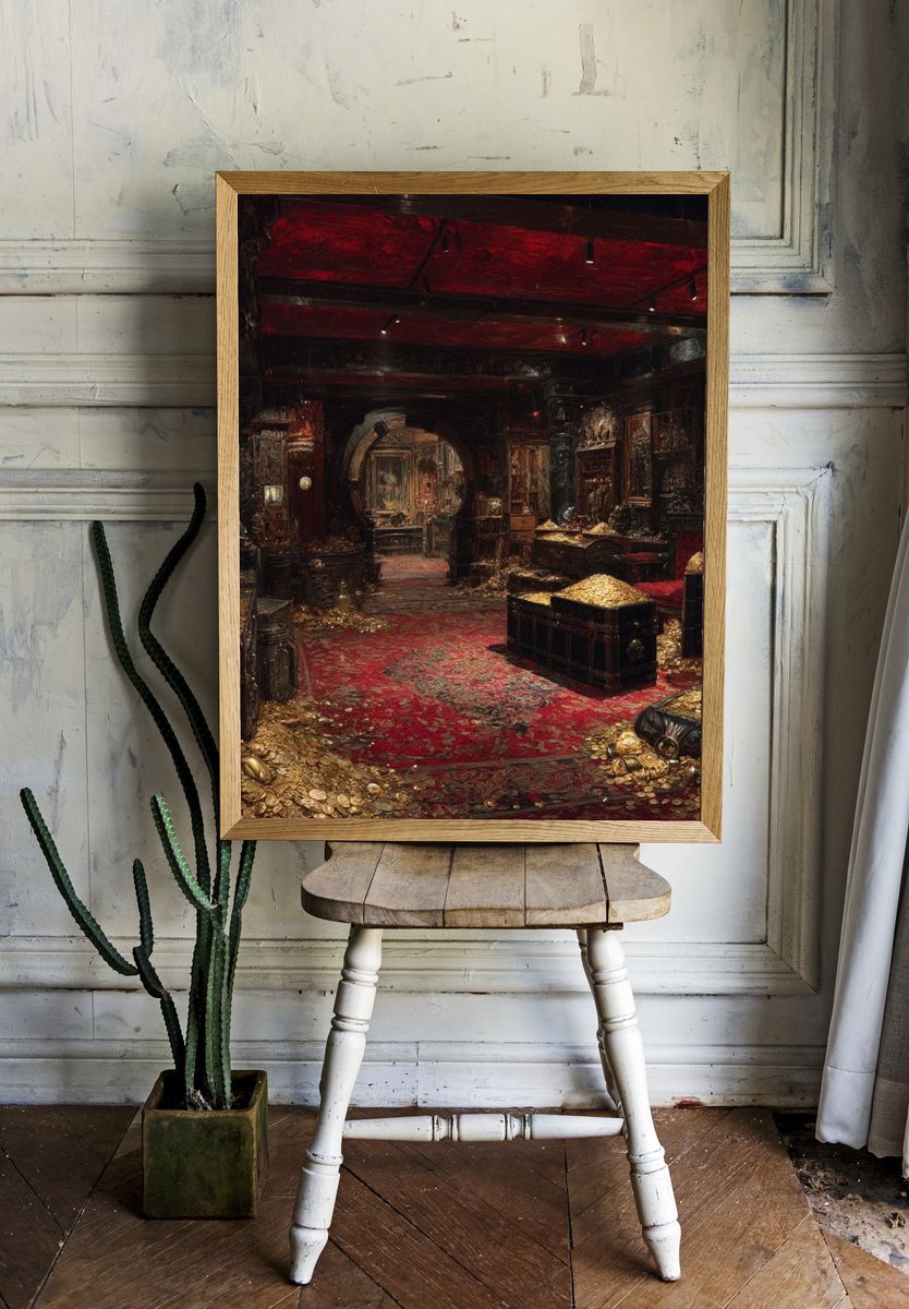 Gilded Treasure Room Fine-Art Poster. room preview