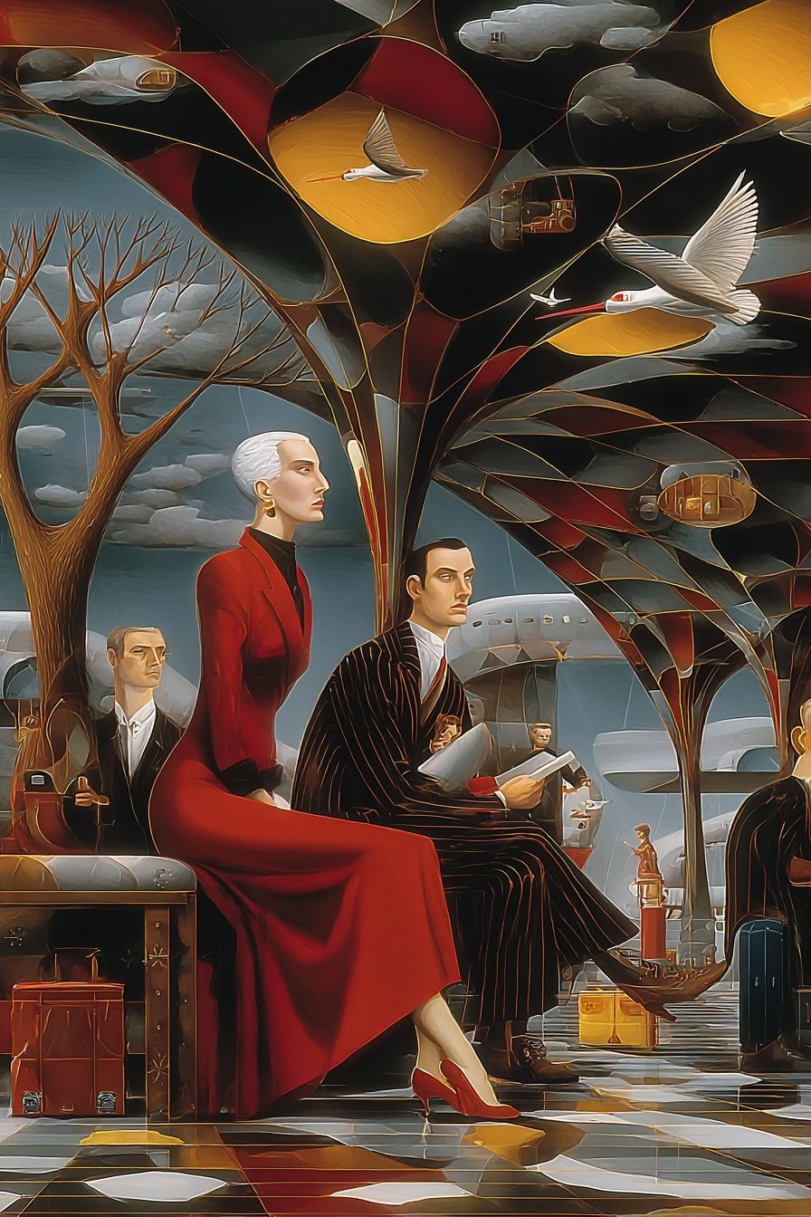 Surreal Airport Lounge Poster. poster detail