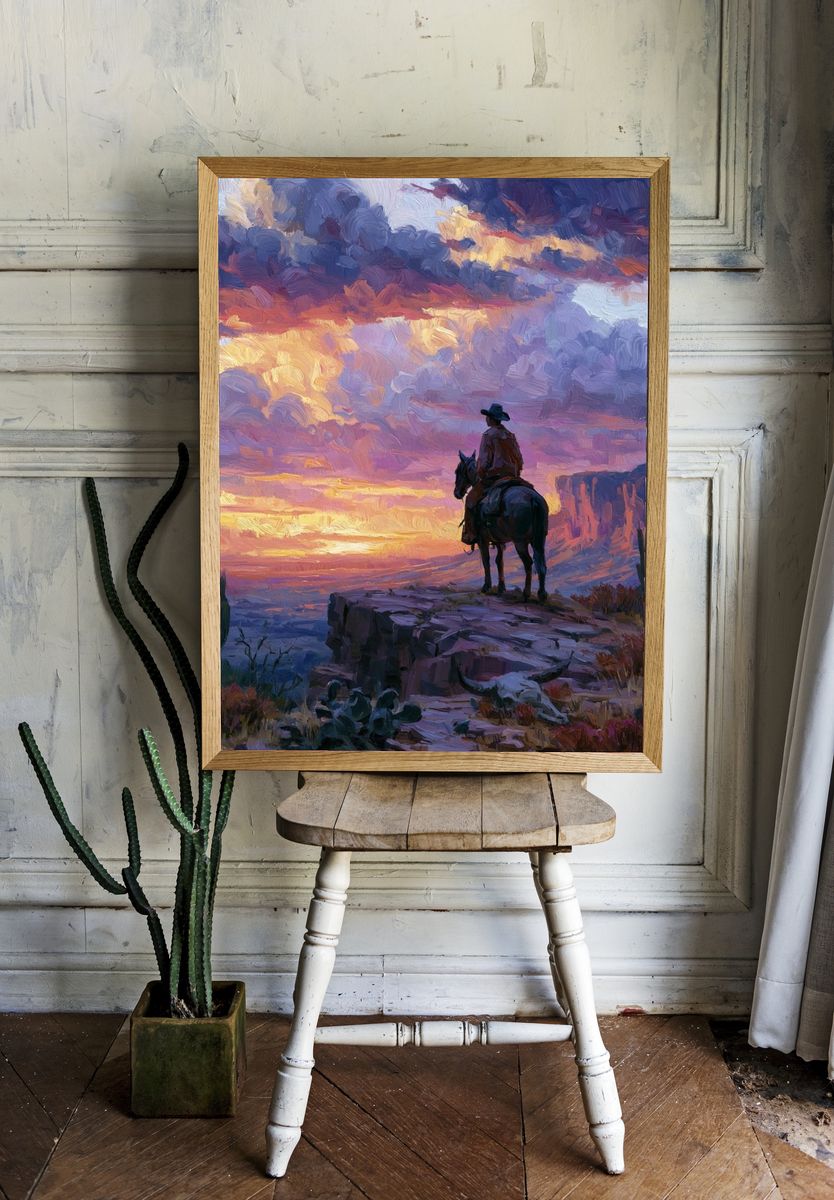 Desert Rider Sunset Print. — room view 1