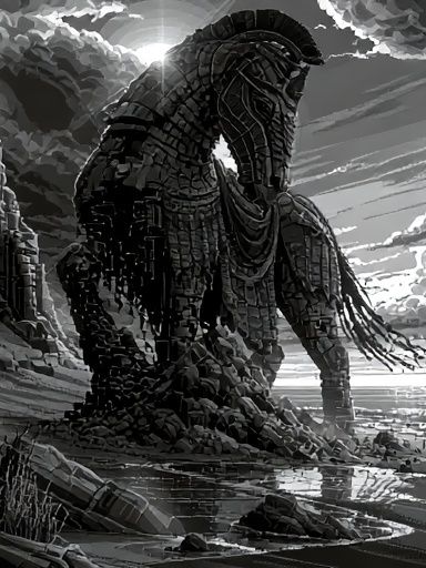 Stone Horse Surrealism Print. poster detail
