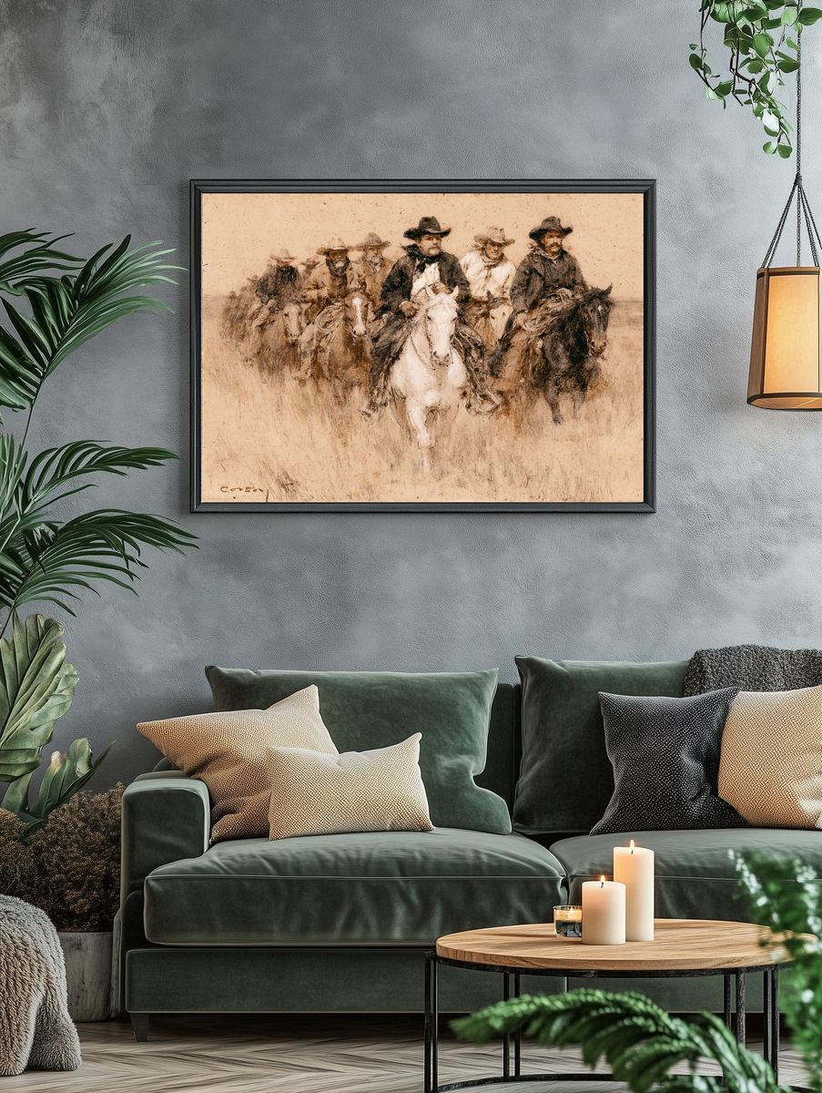 Cowboys on Horseback Fine-Art Print. — room view 4