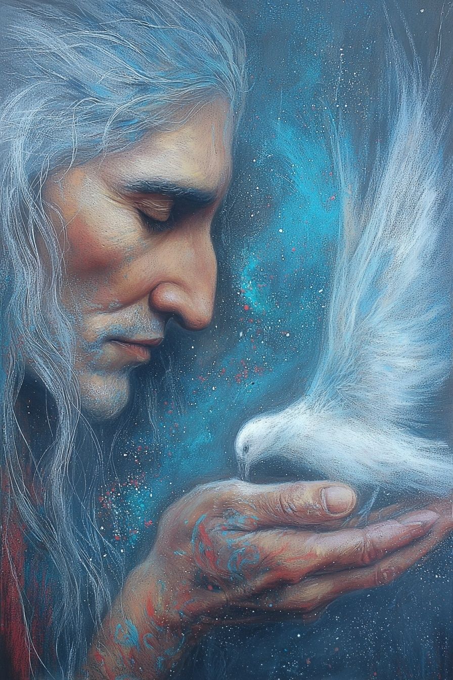 Spirit and Dove Surrealism Print. poster — fine-art art