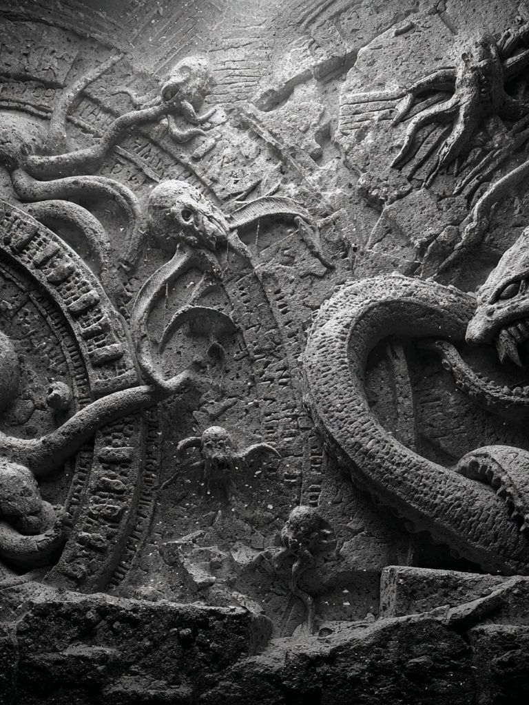 Ancient Stone Serpents Photography Poster. poster — fine-art art