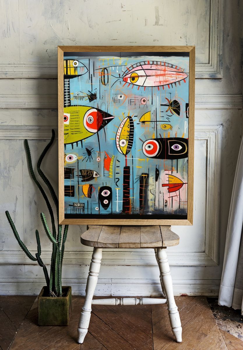 Surreal Fish Abstract Poster. — room view 1