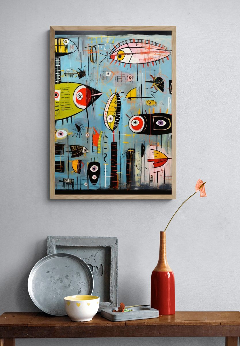 Surreal Fish Abstract Poster. — room view 3