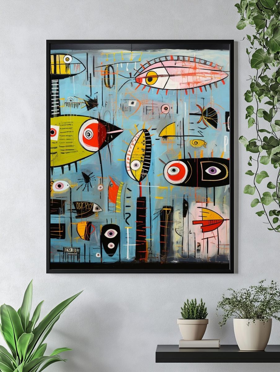 Surreal Fish Abstract Poster. — room view 4