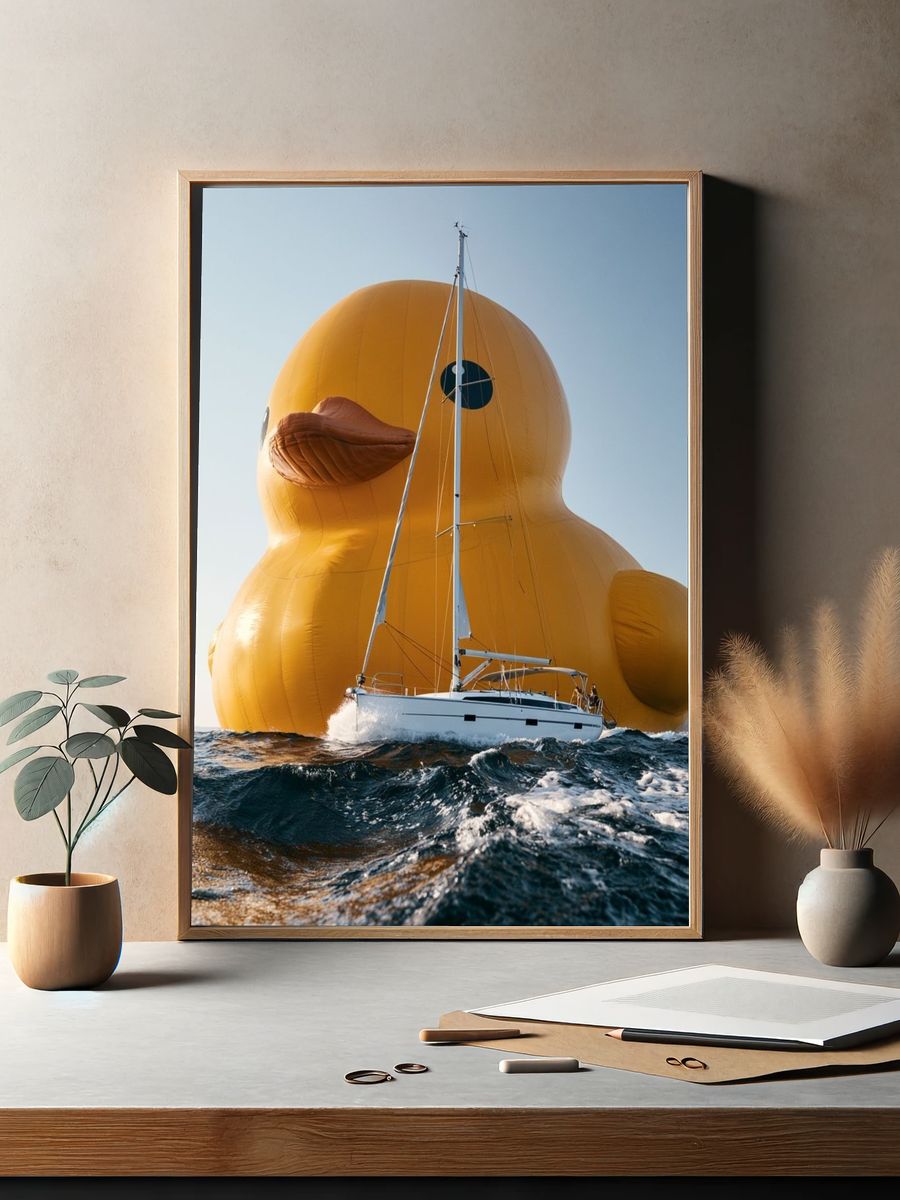 Giant Duck Sailboat Surrealism Print. — room view 2