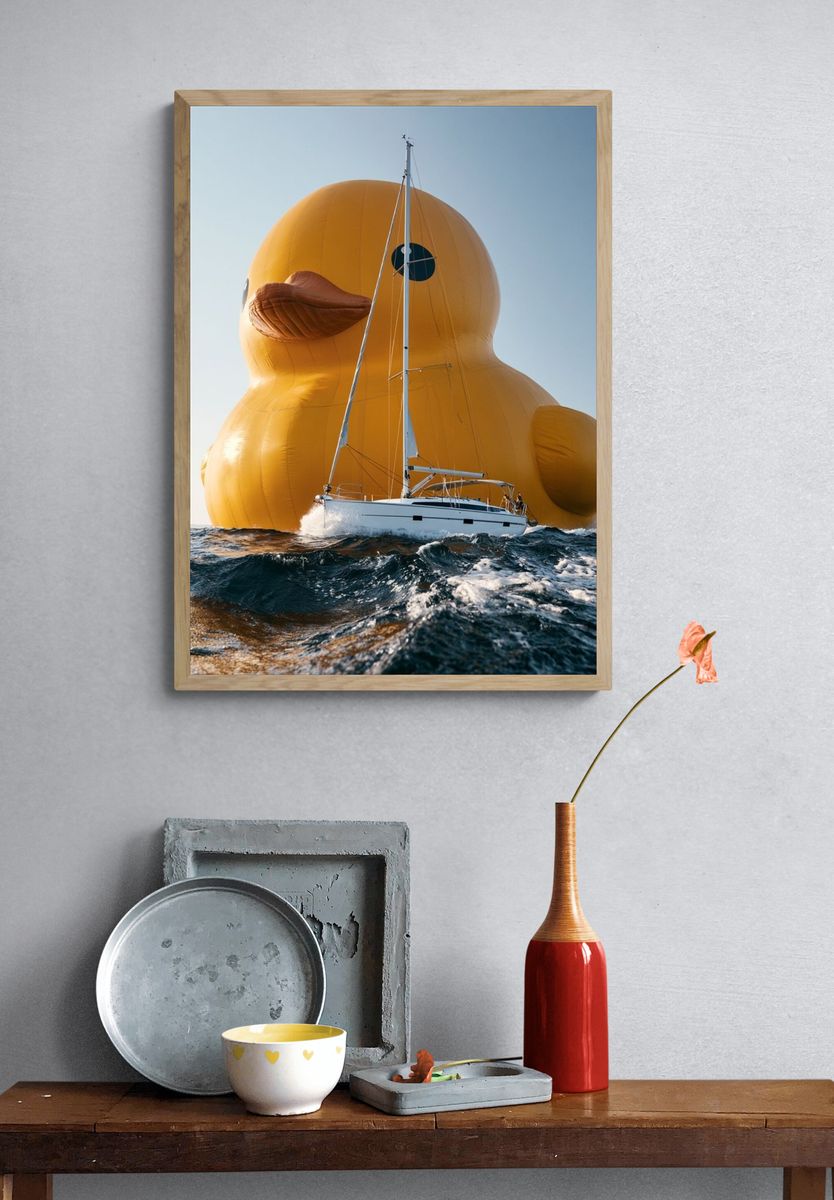 Giant Duck Sailboat Surrealism Print. — room view 3
