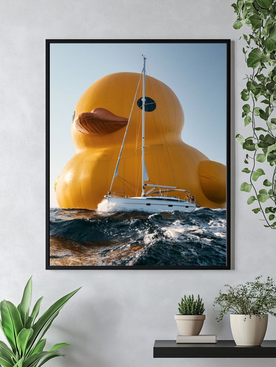 Giant Duck Sailboat Surrealism Print. — room view 4