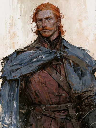 Red-Haired Warrior Portrait Print. poster