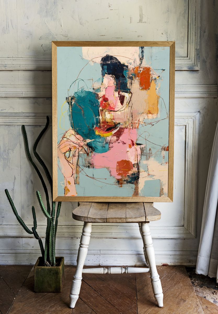 Pastel Abstract Figure Poster. — room view 1