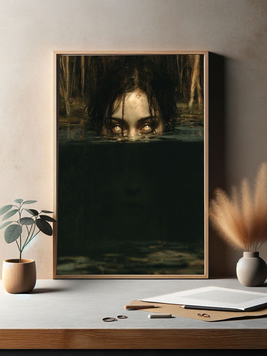 Submerged Eyes Horror Print. — room view 2