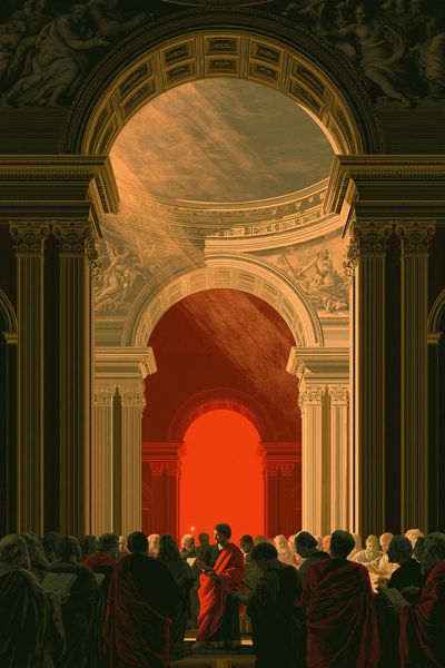 Classical Hall with Red Figure Poster.