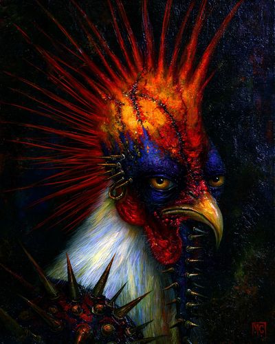 Punk Rooster Portrait Print. poster print