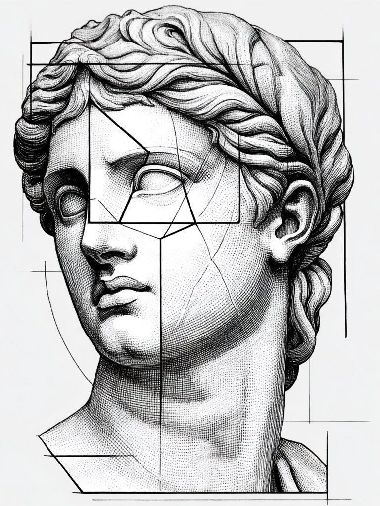 Classical Bust Line Art Poster. poster — fine-art art