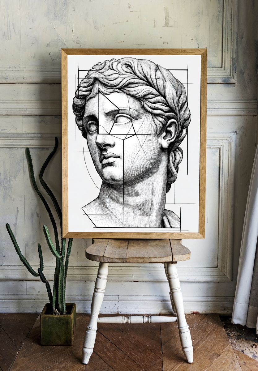 Classical Bust Line Art Poster room preview