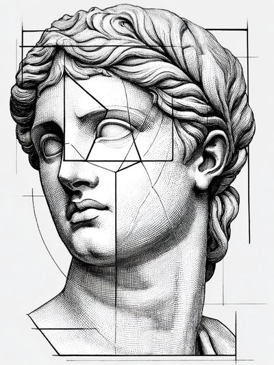 Classical Bust Line Art Poster. poster print