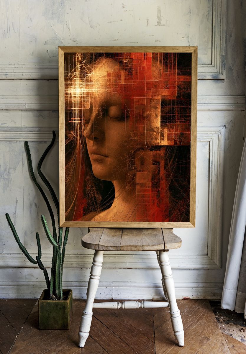 Abstract Portrait Digital Art Poster. — room view 1