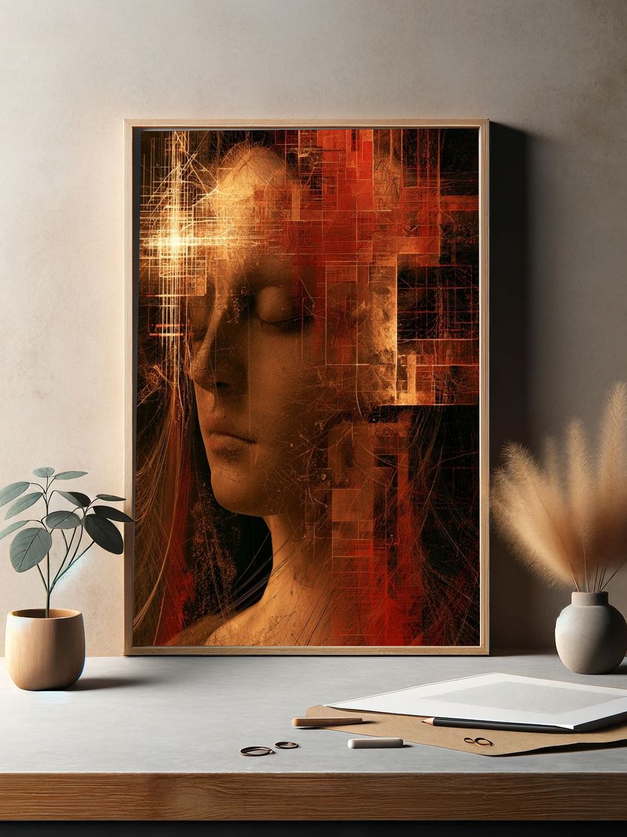 Abstract Portrait Digital Art Poster. — room view 2