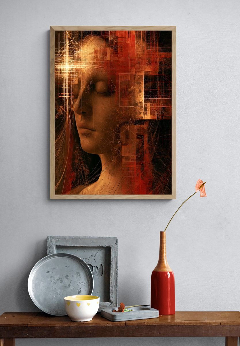 Abstract Portrait Digital Art Poster. — room view 3