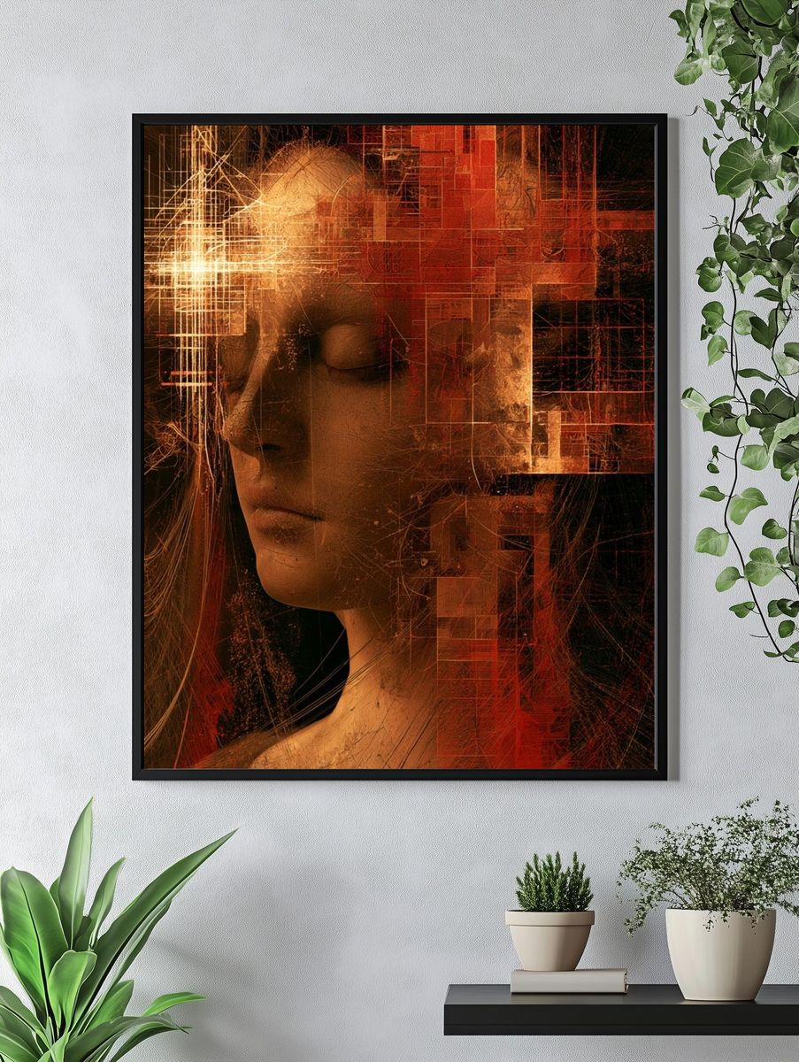 Abstract Portrait Digital Art Poster. — room view 4