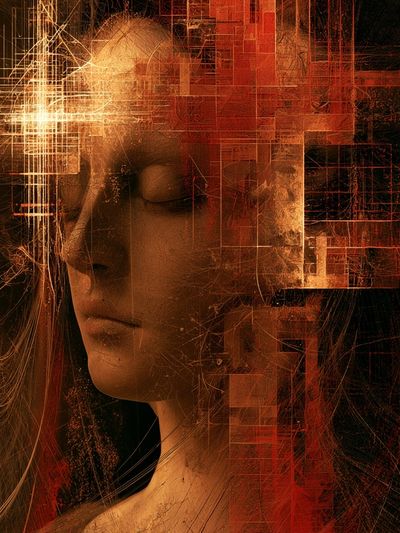 Abstract Portrait Digital Art Poster. poster
