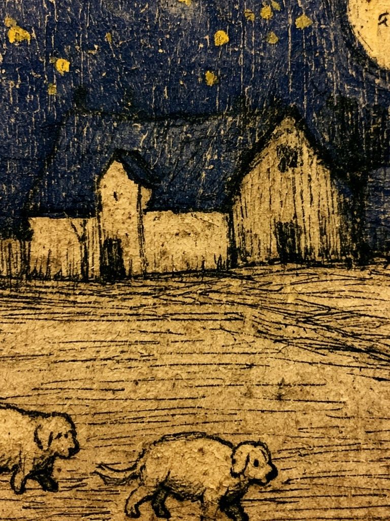 Moonlit Farm Landscape Print. poster detail