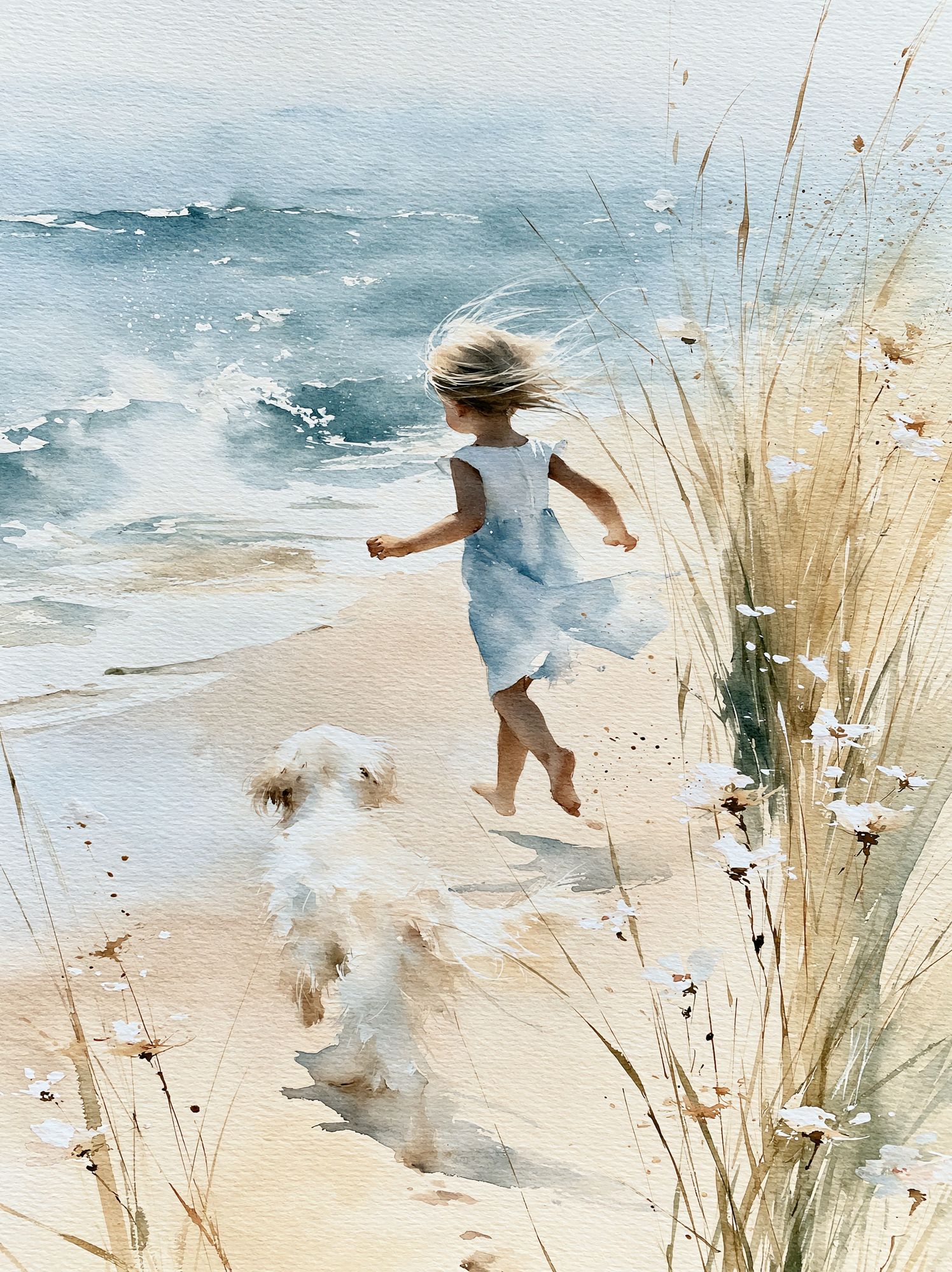 Beach Walk Watercolor Poster. poster — fine-art art