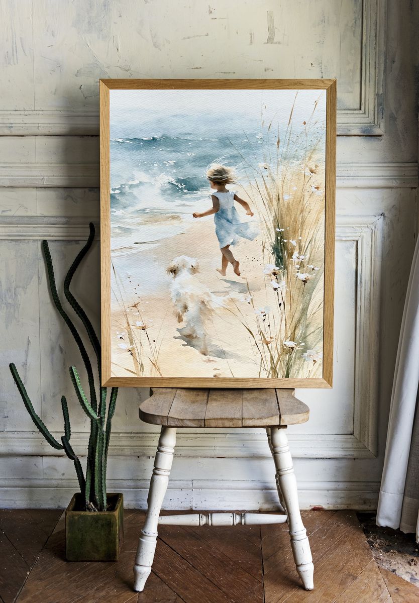 Beach Walk Watercolor Poster. — room view 1