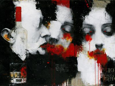 Faces and Bottle Street-Art Poster. poster